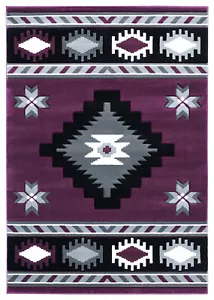 5x7 United Weavers Purple Geometric Edges Angled 2050 10482 - Aprx 5' 3" x 7' 6" - Picture 1 of 2