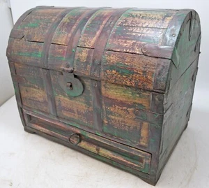 Vintage Wooden Large Storage Chest Box Original Old Hand Crafted Rustic - Picture 1 of 7