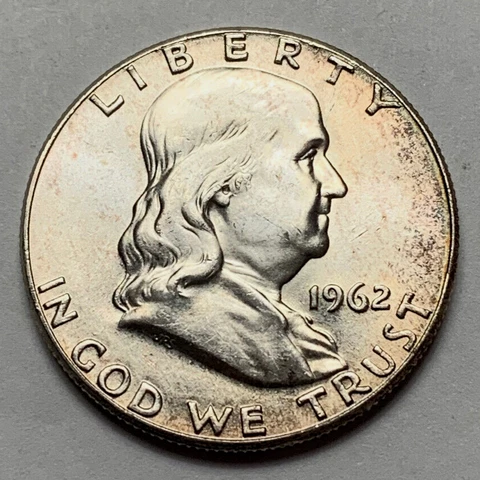 1962-P Franklin Half Dollar Full Bell Line ***AU+*** Some Toning Cover