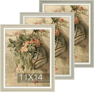 3-Pack Linen-Textured Picture Frames 8x10 11x14 16x20 Elegant Minimalist MDF - Picture 1 of 13