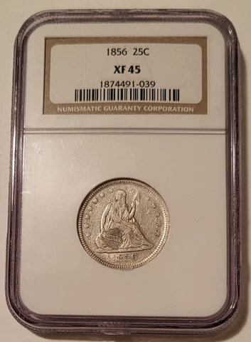 1856 Seated Liberty Quarter XF45 NGC Cover