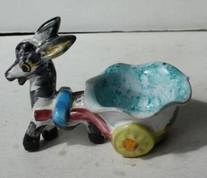 Burro Mula Burro Estatuilla Tirando Flor Carro Cerámica Pintado a Mano Hecho en Italia - - Imagen 1 de 1