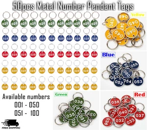 50pcs Metal Number Pendant Tags Key tags Key Ring Number Plates for Hotels etc. - Picture 1 of 15