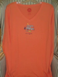 NWT LIFE IS GOOD WOMENS L/S COTTON CRUSHER VEE-TEE- "ROCKET CAMPER" (XXL) - Picture 1 of 3