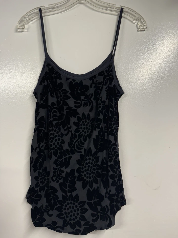 Vintage Fairycore Silk Camisole Floral Burnout Velvet Sunflower Y2K Tank Medium - Image 1 of 3
