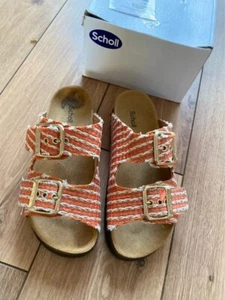 Slider Scholl arancione Hessan con fibbie taglia UK 3 EU 36 nuovo con scatola - Foto 1 di 6
