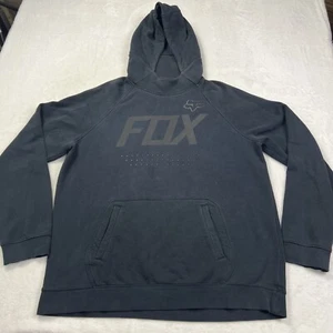 Vintage Fox Racing Hoodie Mens XL Blacked Out Motorcross Y2K Grunge - Picture 1 of 8