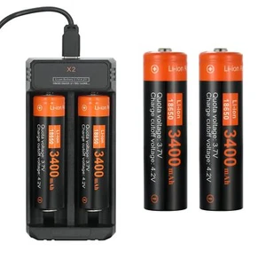 Universal Smart 2 Slots 18650 Battery Charger Set4 Pack 3400 mah Rechargeable... - Picture 1 of 7