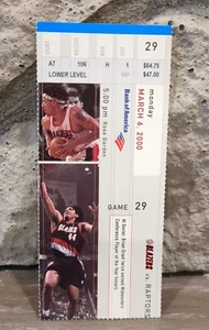 Vince Carter, 35 Pts, 6 Rebs, 5 Stls, 3 Blks, NBA Ticket Stub, 3/6/00, Raptors - Picture 1 of 1