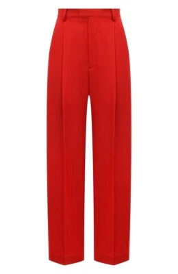MARNI Rojo Plisado Delantero Lana Pantalón Recto Talla 6 US / 42 IT Auténtico Foto 1 de 4