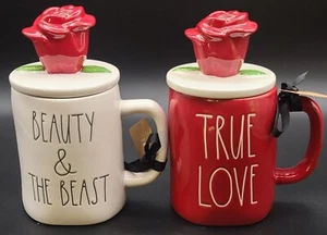 Disney Rae Dunn Beauty and the Beast Princess Mugs with Topper Set of 2 - Picture 1 of 3