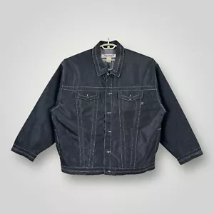 NEW Avirex Black Denim Trucker Type Jacket Mens 3XL Button Down Pockets Jean NWT - Picture 1 of 9