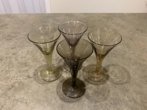 VINTAGE Color Iridescent STEMMED CORDIAL SHOT GLASSES  4” Tall - Picture 1 of 3