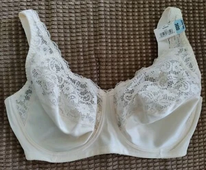 Vintage Underscore JC Penney Bra Almond Lace Underwired Satin Nylon 36DD/E NWT - Picture 1 of 6