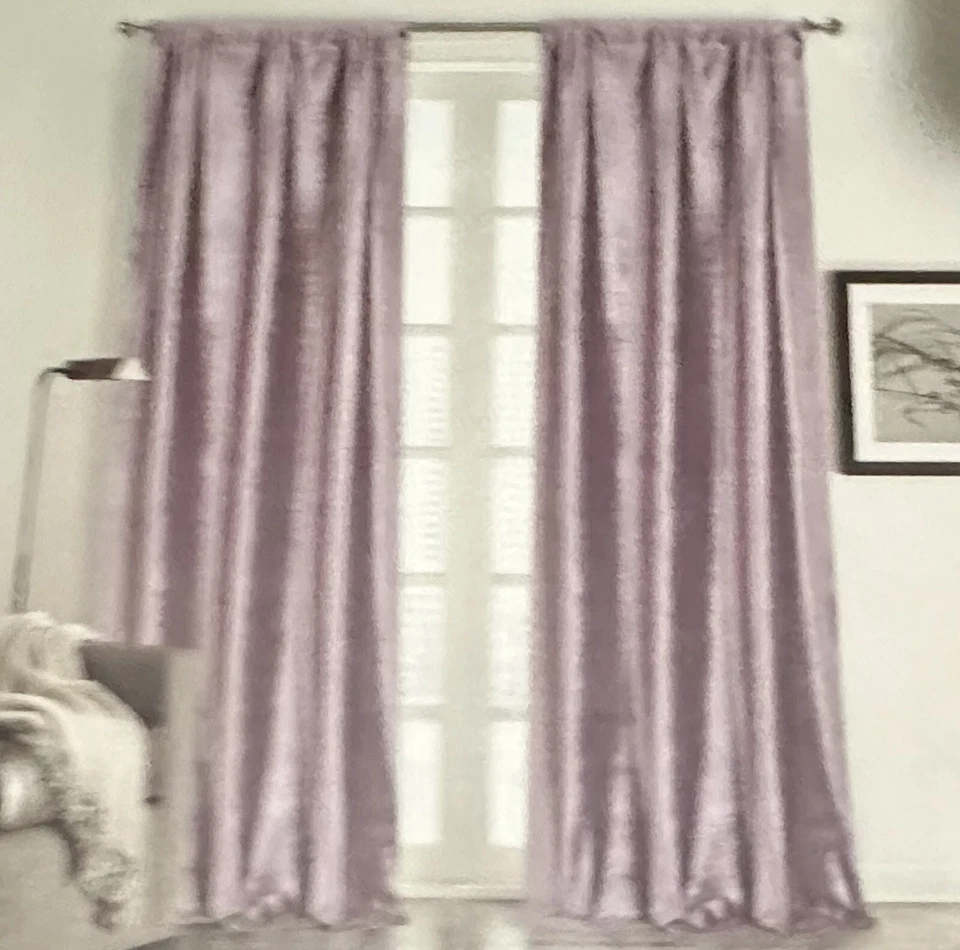 "Juego de 2 paneles de cortina Rachel Zoe púrpura lavanda 38""x 84"" cortinas de terciopelo de lujo" Foto 1 de 4