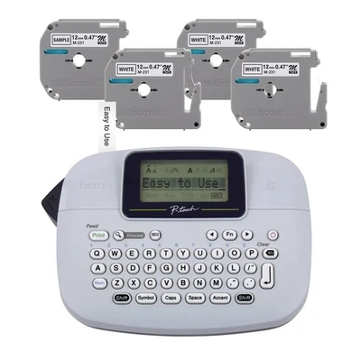 PT-M95 P-Touch Monochrome Label Maker Bundle (4 Label Tapes Included),White - Image 1 of 4