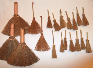 19 VTG Halloween Witch Brooms 3 Sizes 3.25" to 6.5" Dolls Crafts NEW NOS - Picture 1 of 7