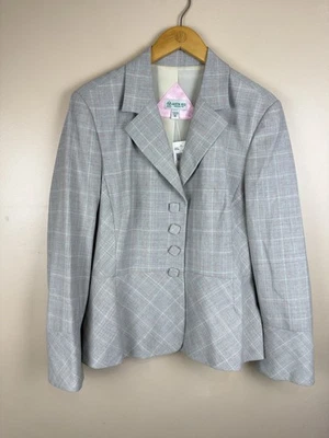 Blazer Austin Reed Para Mujer Gris A Cuadros Talla 18 Nuevo con Etiquetas Botón Frontal Chaqueta A Medida Foto 1 de 4