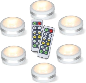 Starxing Battery Operated Puck Lights with Remote, Natural White/ White  - Picture 1 of 8