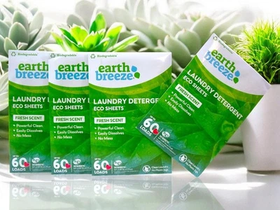 (Lot of 4) Earth Breeze Laundry Detergent Eco-Sheets 60-Loads Each, Fresh Scent - Image 1 of 4