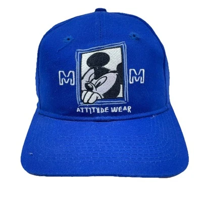 Gorra de colección Disney con correa trasera azul blanco Mickey Mouse Attitude Wear Y2K 00s Foto 1 de 4