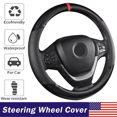 Car Steering Wheel Cover Carbon Fiber Gray Leather For Honda CR-V Civic Accord Foto 1 de 4
