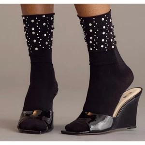 Maeve Anthropologie Negro Charol Puntera Cuadrada Cuña Tacones Mula 10 - Imagen 1 de 9