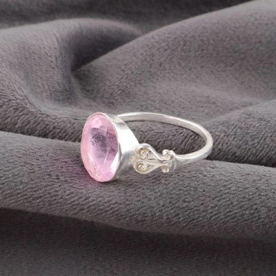 Morganite Gemstone 925 Sterling Silver Ring Handmade Jewelry Ring For Gift - Image 1 of 3