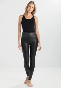 NWOTS SPANX FAUX LEATHER Black Leggings SIZE L/G FIT UK 16-18 Black RRP £89.99 - Picture 1 of 19