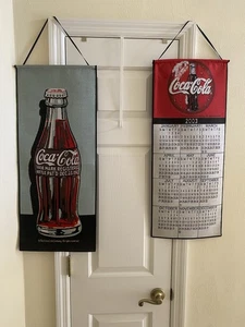 2 Collectable Coca-Cola Banner 12 1/2 X 30" Iconic & Classic! Bottle & Calendar - Picture 1 of 11