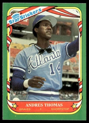 1987 Fleer Star Stickers Andres Thomas Atlanta Braves #117 - Image 1 of 2