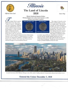 2003 Illinois P&D Postal Commemorative Society Statehood Quarters & Stamps - Picture 1 of 2