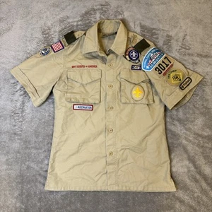 Boy Scouts of America Polo Shirt Youth Medium BSA Uniform Patches USA Polyester - Picture 1 of 8