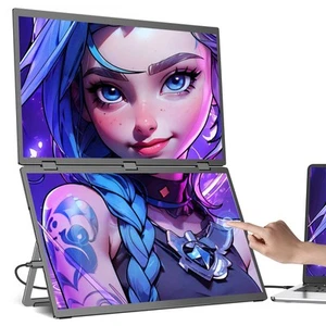 18,5 Zoll 100Hz Touchscreen Dual Monitore 1080P Triple Folding Monitor Für Spiel - Afbeelding 1 van 10