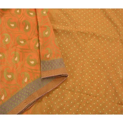 Sánskriti Vintage Naranja Saris Arte Seda Tejido Artesanía Premium India... - Imagen 1 de 4