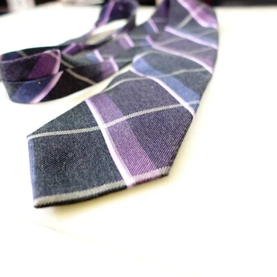 Клетчатый шеи галстук мужской черный шеи черный фиолетовый шелк платье костюм полночь VAN HEUSEN - Изображение 1 из 4