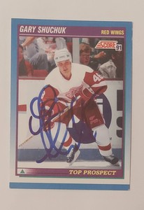 1991-92 Score Top Prospect #345 In Person Auto Gary Shuchuk Detroit Red Wings