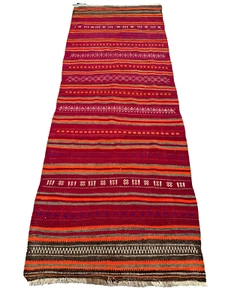 Nomadic Afghan Tribal Handwoven Kilim Rug Runner 3.11 x 10.8 ft Hallway Kilim - Picture 1 of 13