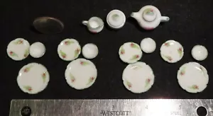 Juego de comedor de 4 platos ensalada sopa té azúcar crema flor estado 1:12 mini Z1979 - Imagen 1 de 3