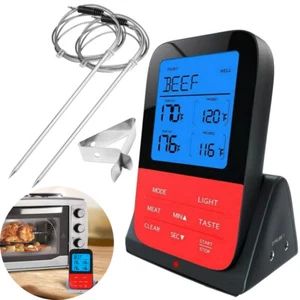 Wireless Meat Thermometer with 2 Probes, Ideal for Kitchen BBQ Grill Smoker New - Picture 1 of 12