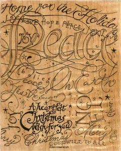 2003 Stampin Up! Large Christmas Holiday Wishes Wood Mount Rubber Stamp New - Picture 1 of 2