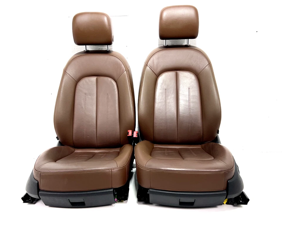 AUDI A6 QUATTRO 2012-2018 asientos delanteros izquierdo/derecho cuero marrón térmico OEM Foto 1 de 4