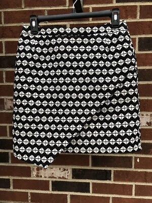 H&M Falda Asimétrica Blanco y Negro Triángulo Patrón Cuadrado Forrada Talla 8 Foto 1 de 4