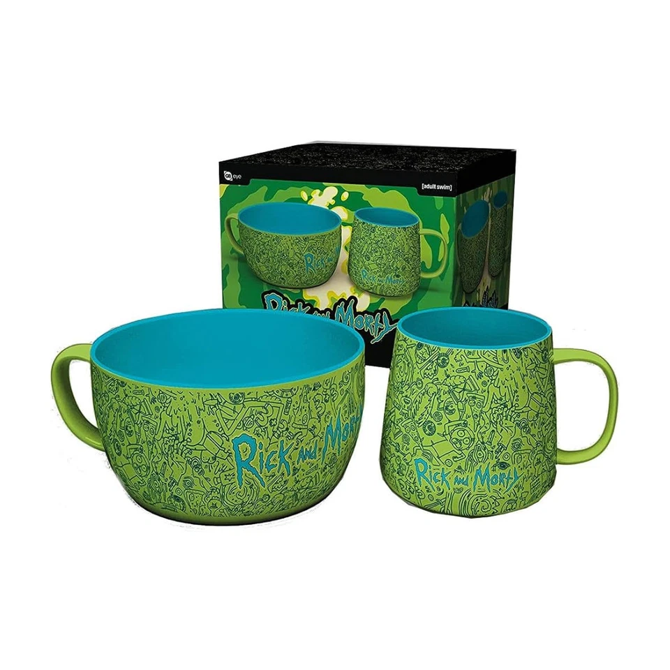 Rick & Morty Pattern Mug & Bowl Breakfast Set Foto 1 de 1
