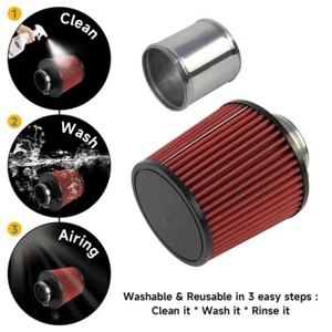 2.75" 70mm Inlet Cold Air Intake Cone Replacement Dry Air Filter 5.35” Tall - Picture 1 of 9