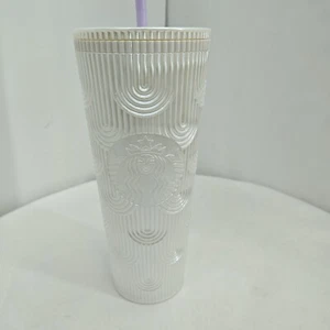 2023 NEU Starbucks 24oz Pearl White Mermaid Cold Cup Tumbler Siren Shell - Bild 1 von 9