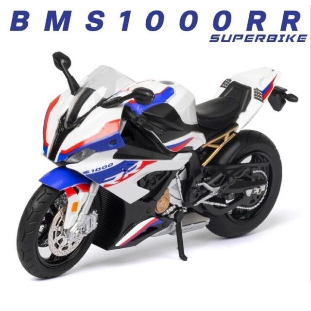 preto)1:12 BMW S1000rr Racing Motos Simulação Modelo de