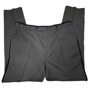 Prada Milano Wool Trouser Pants Mens 50 34X28 Dress Charcoal Piped Black EUC - Picture 1 of 11