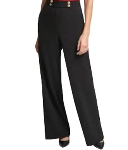 Calvin Klein Flared Leg Classic Dress Suit Pants Black Polyester Size 8P - Picture 1 of 9