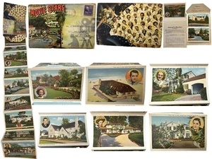 Folleto de postal desplegable de recuerdo 1944 18 casas de las estrellas de cine Los Ángeles - Imagen 1 de 21